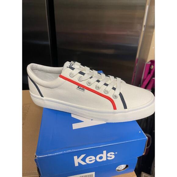 Keds Jump Kick White and Red Canvas Pop Binding Lace-Up Sneakers - Picture 5 of 5